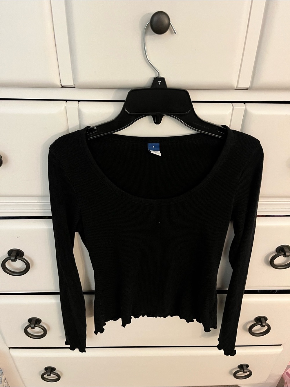 Old Navy Black Ribbed Scoop Neck Long Sleeve Top